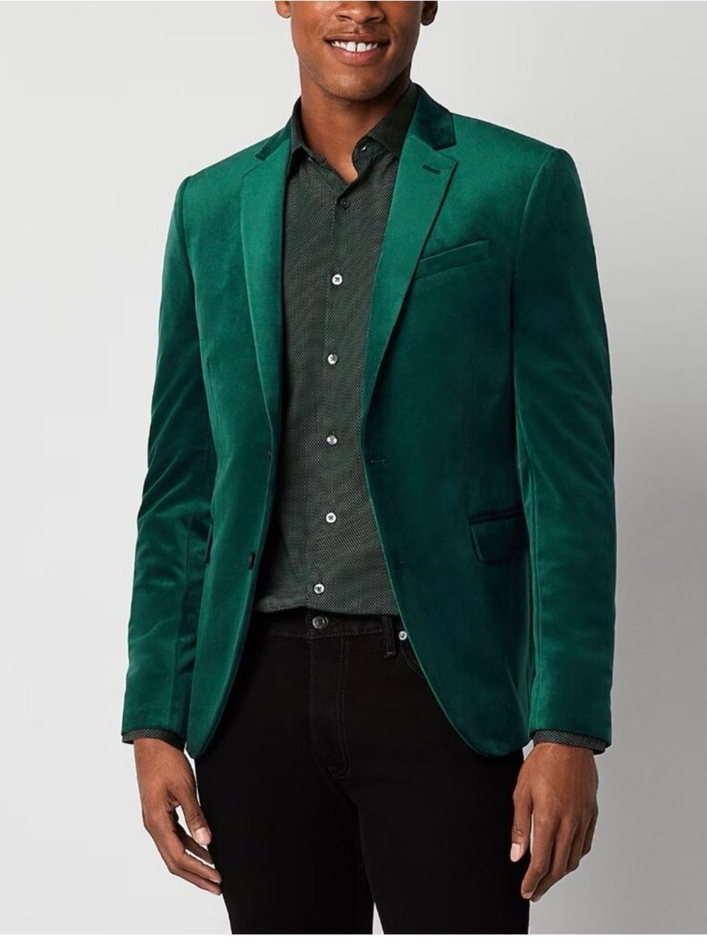 jf j.ferrar Green Velvet Sport Coat Blazer